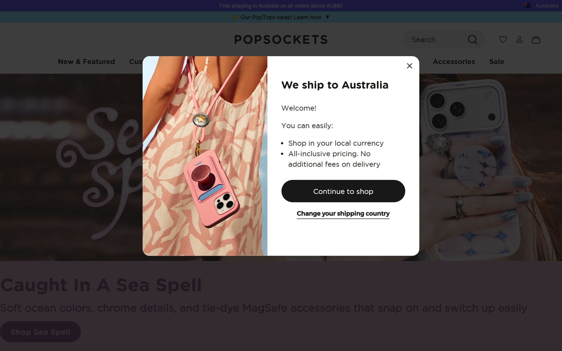 Screenshot of popsockets.com