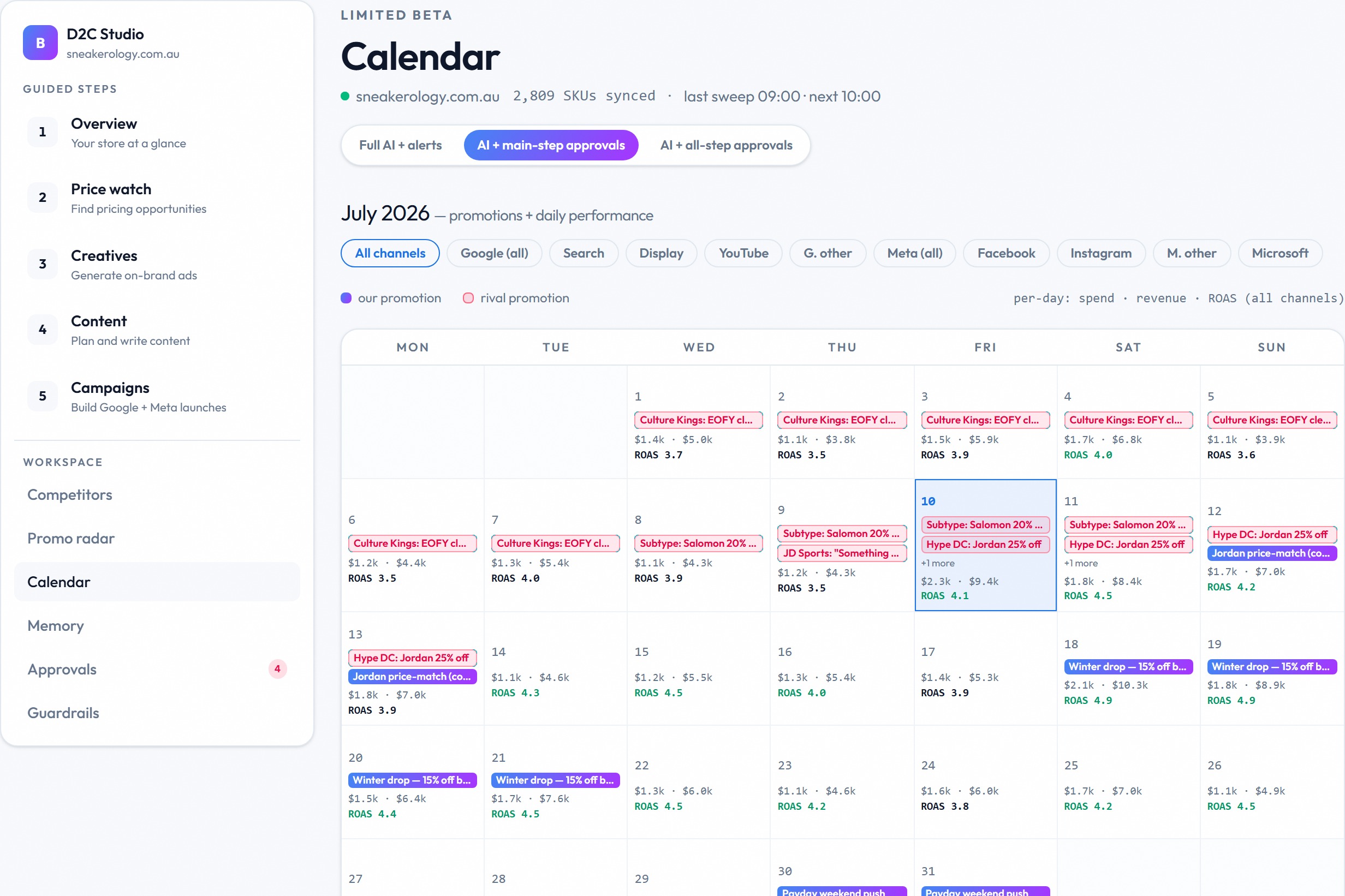D2C Studio: Your promos and theirs on one calendar