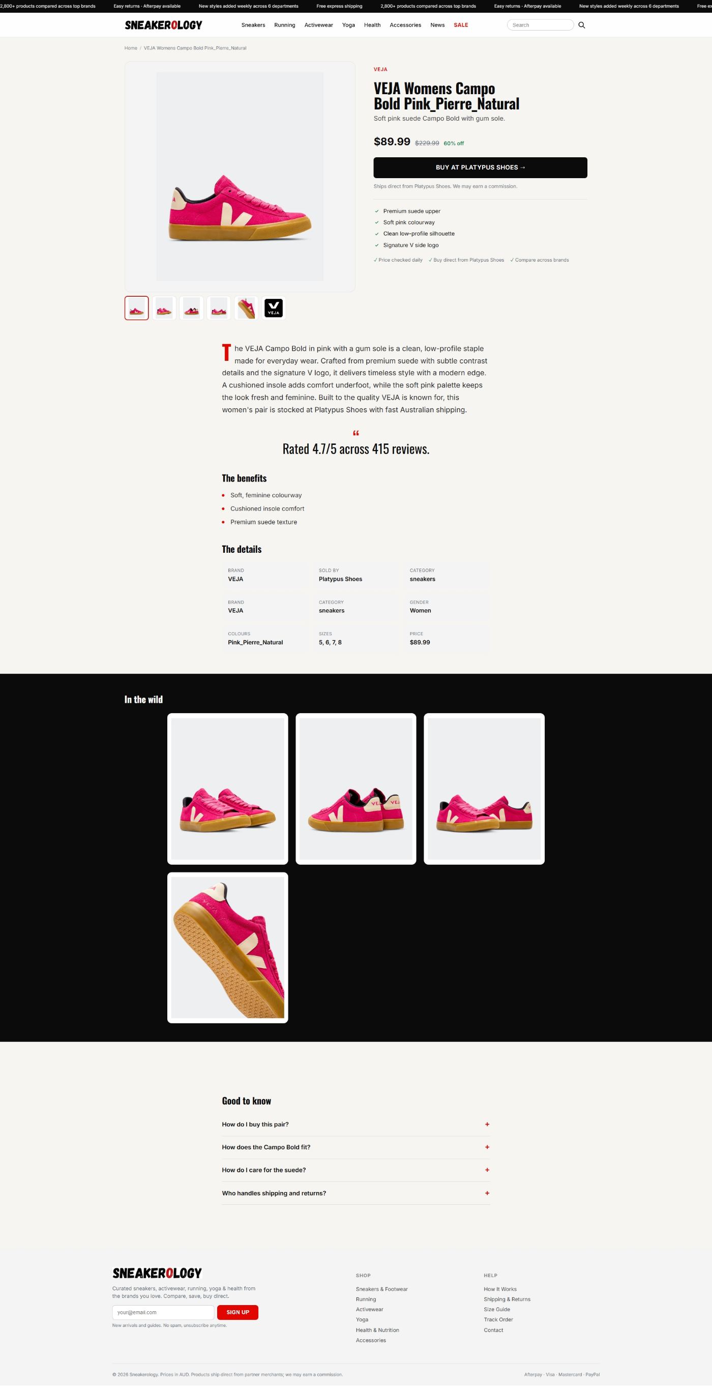 Sneakerology After Product page