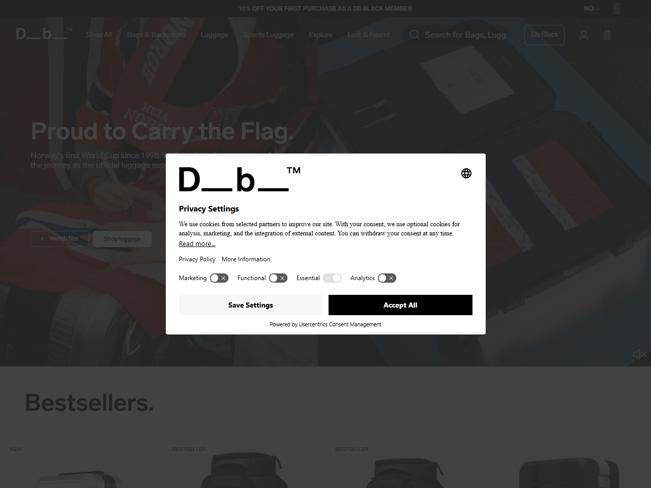 Screenshot of the Db (Douchebags) Shopify store