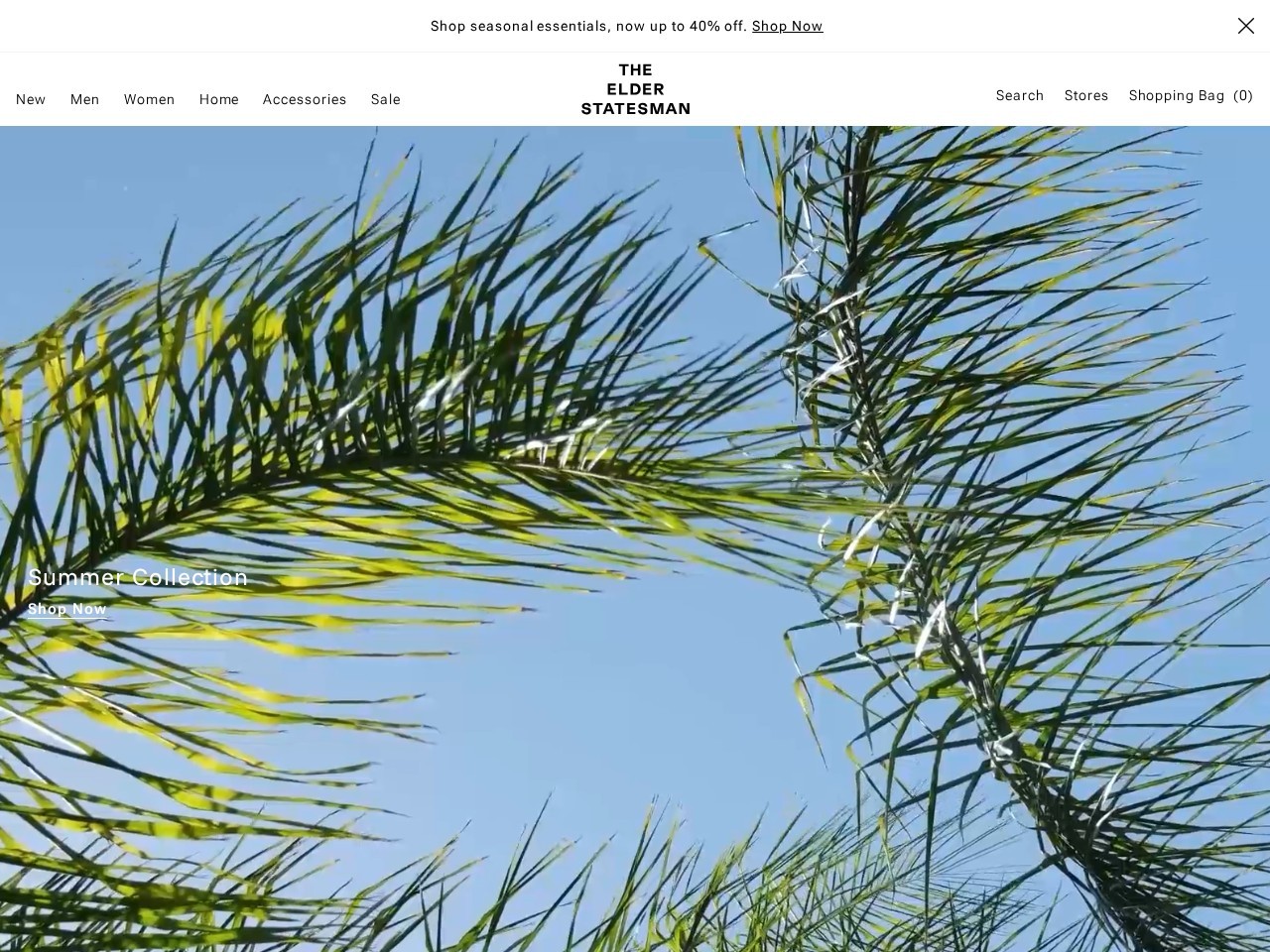 Screenshot of the The Elder Statesman Shopify store