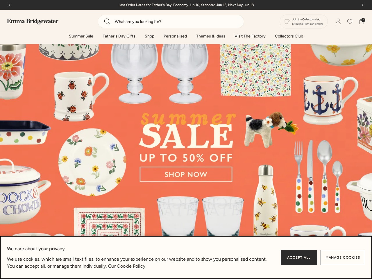 Screenshot of the Emma Bridgewater Shopify store