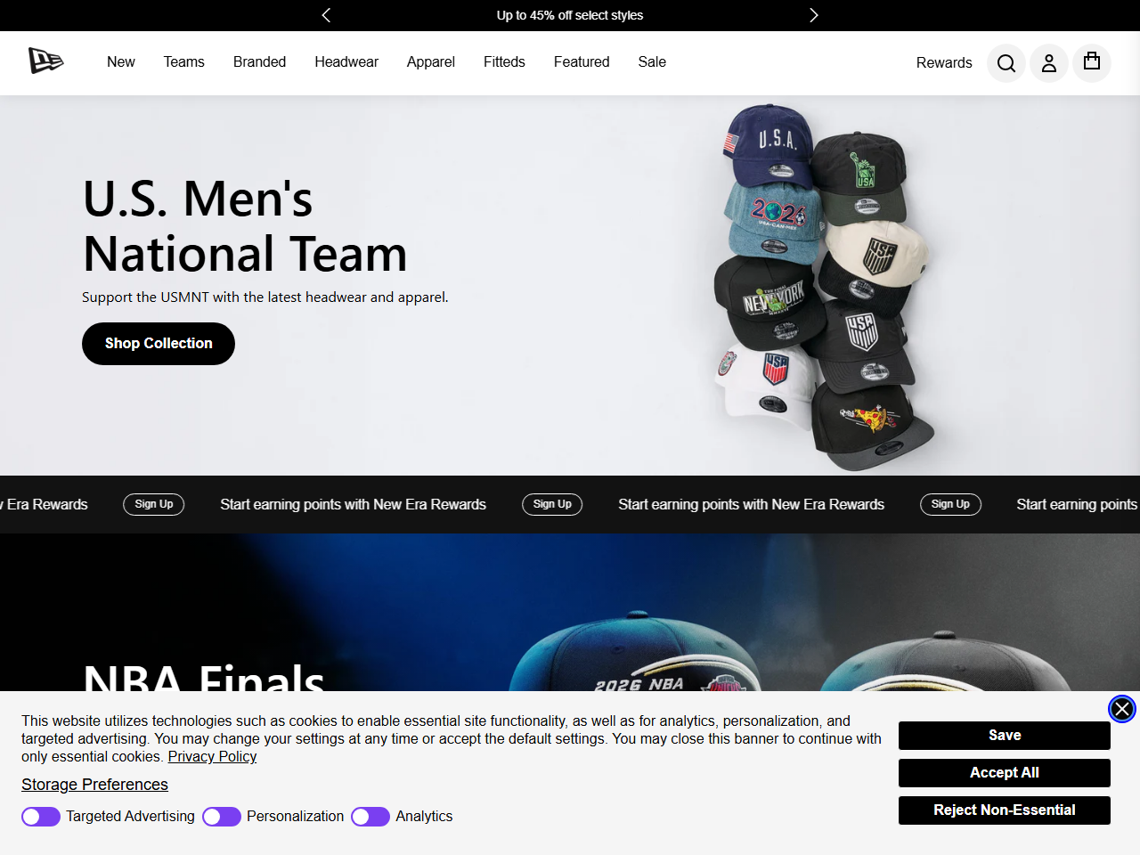 Screenshot of the New Era Shopify store