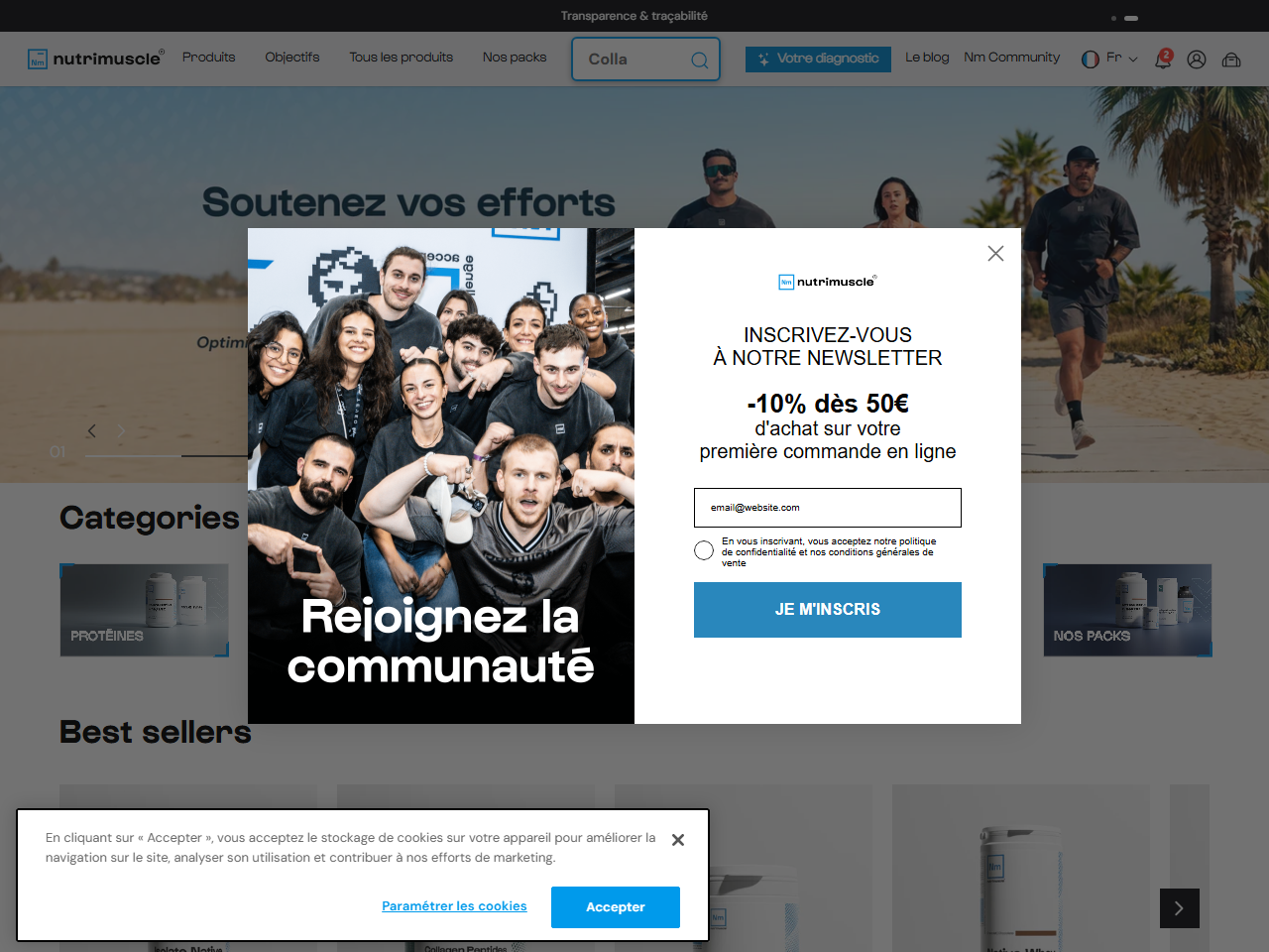 Screenshot of the Nutrimuscle Shopify store