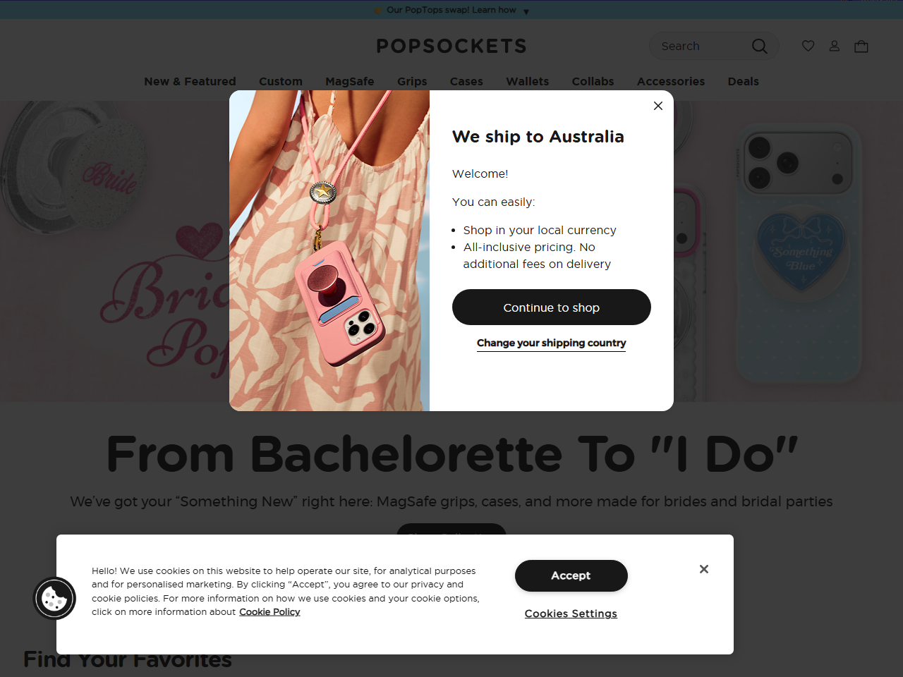 Screenshot of the PopSockets Shopify store