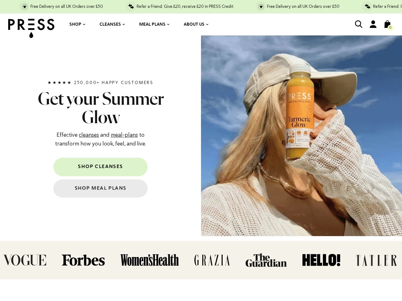 Screenshot of the PRESS London Shopify store