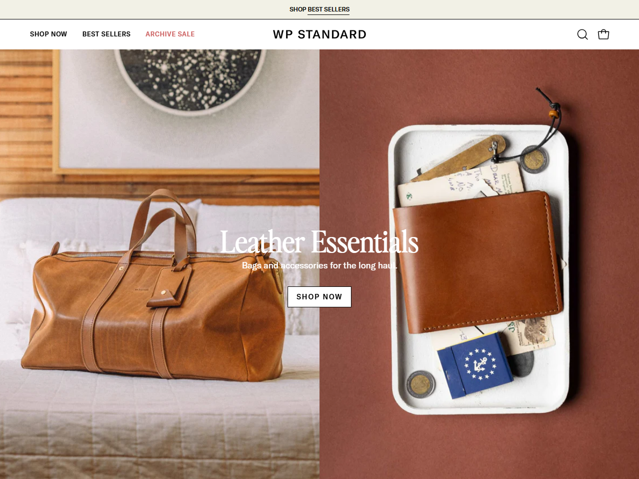 Screenshot of the WP Standard Shopify store